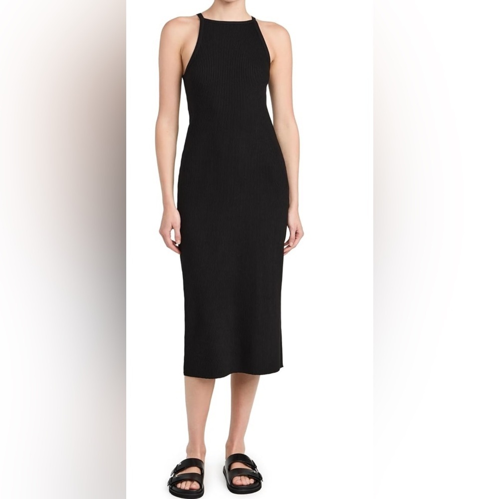 🖤 Old Navy Black Rib-Knit Halter Midi Dress Size M NWT Minimalist Chic ✨